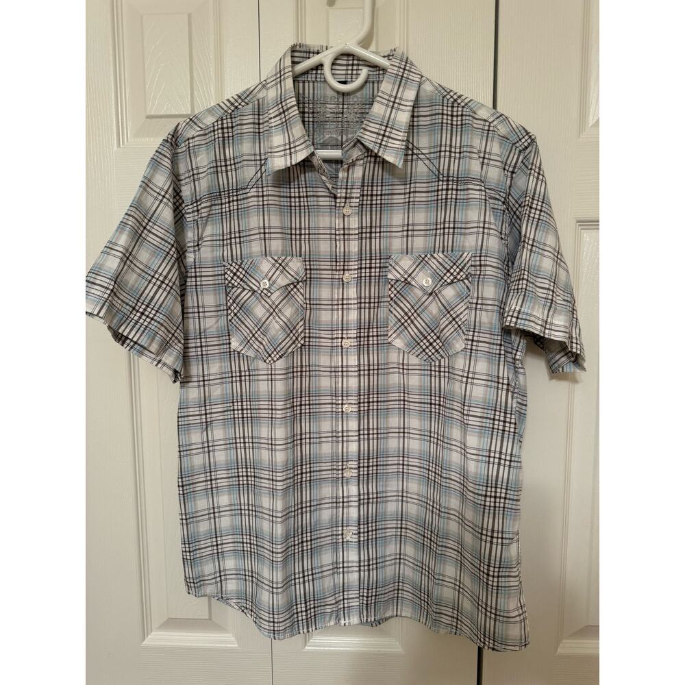 Vercho Clothing Co. Short Sleeve Graphic Shirt Large Blue Button-Up - Men Large